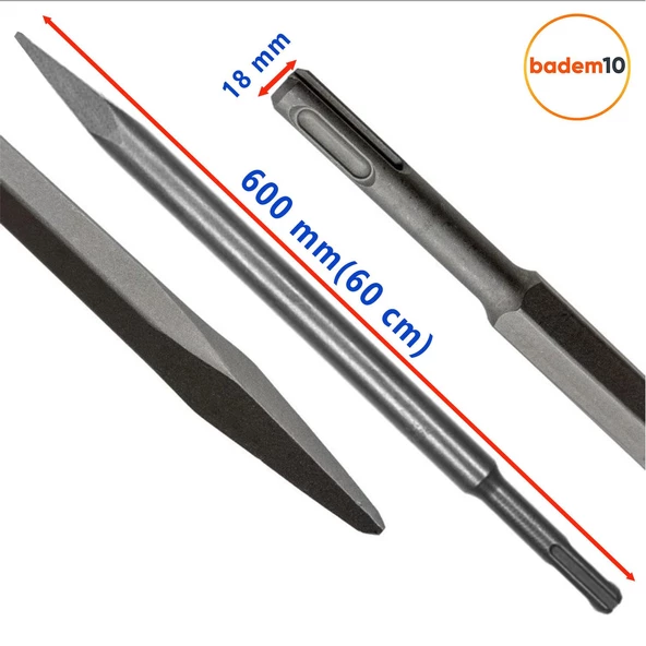 Murç Düz Uç Kırıcı Keski Beton Kaya Taş Maden Delici Hilti Ucu 60 cm - 2