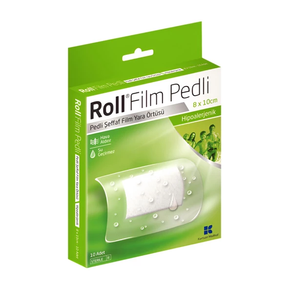 Roll Film Pedli Şeffaf Film Yara Örtüsü Hipoalerjenik 8 X 10 Cm 10 Lu Kutu