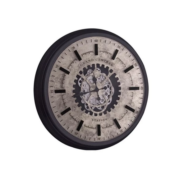 Duvar Saati Grand Central Çarklı Gümüş - Resim 2