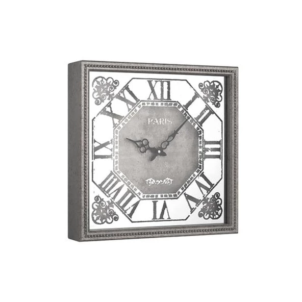 Duvar Saati Kare Gümüş Çarksız 5 - Resim 2