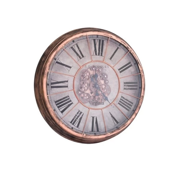 Duvar Saati Yuvarlak Bakır Çarklı - Resim 2
