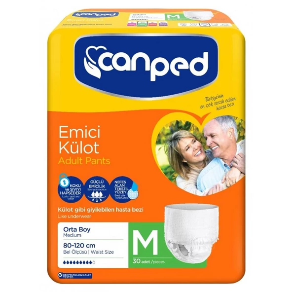 Canped Ekonomik Emici Külot 30 Adet // M Bel Ölçüsü : 80 - 120 Cm