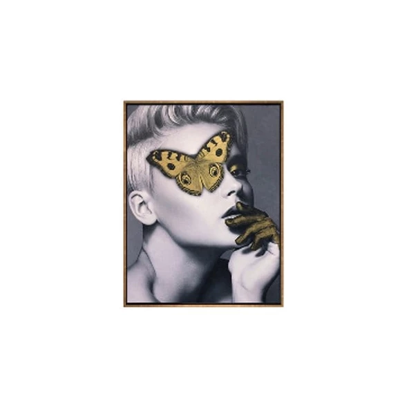 Sarı Kelebek ve Kadın - Cam Baskı Tablo ürün görseli