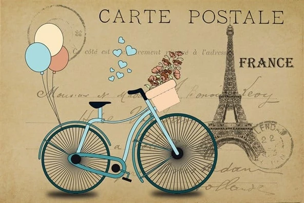 Fransa Kartpostal - Kanvas Tablo ürün görseli 1