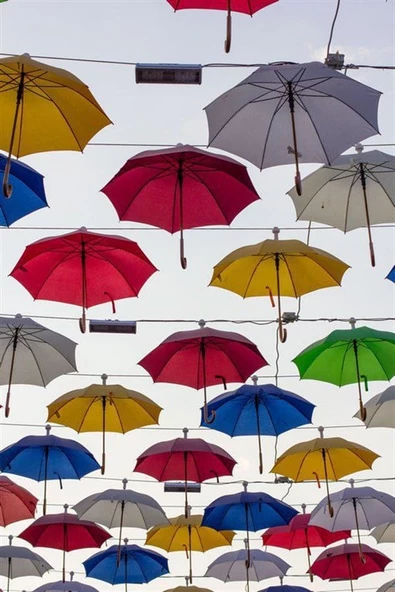 Rengarenk Şemsiyeler - Kanvas Tablo - Resim 2