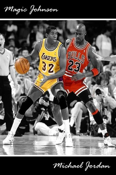 Magic Johnson & Michael Jordan - Kanvas Tablo - Resim 2