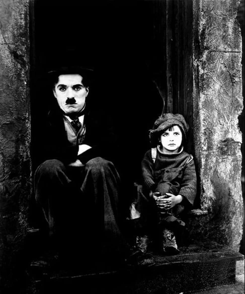 Charlie Chaplin ve Çocuk - Kanvas Tablo