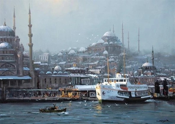 İstanbul'da Kar Var - Kanvas Tablo ürün görseli