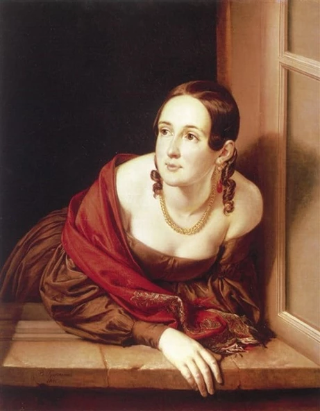 Penceredeki Kadın - Kanvas Tablo - Resim 2