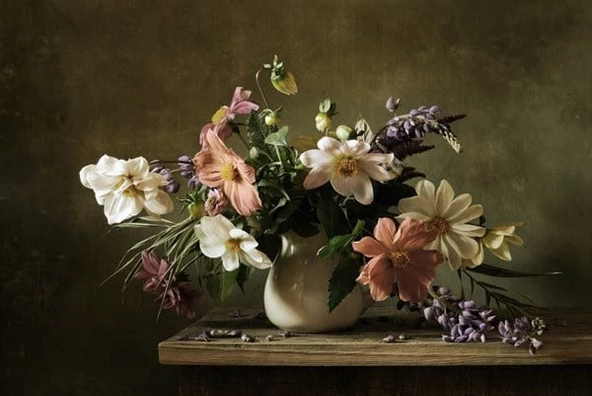 Seramik Vazoda Çiçekler - Kanvas Tablo ürün görseli 1