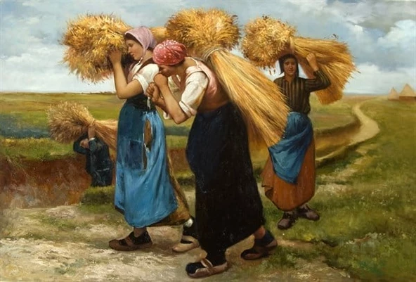 Buğday Toplayan Kadınlar - Kanvas Tablo - Resim 2