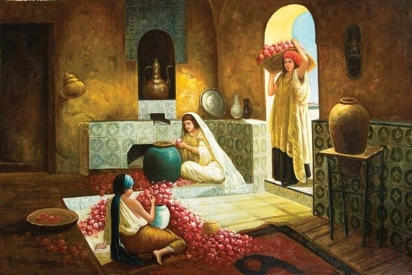 Nar Ayıklayan Kadınlar - Kanvas Tablo - Resim 2