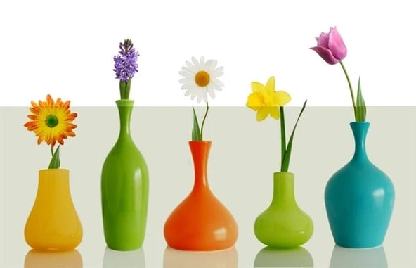 Beş Farklı Çiçek - Kanvas Tablo - Resim 2