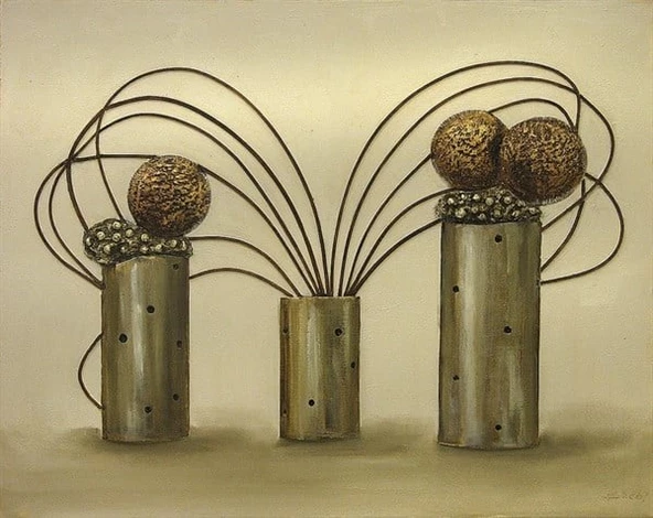 Bronz Kaktüs - Kanvas Tablo - Resim 2