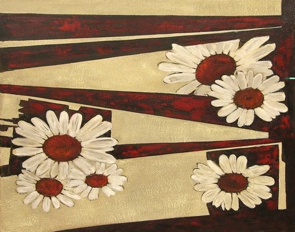 Kırmızı Papatyalar - Kanvas Tablo - Resim 2