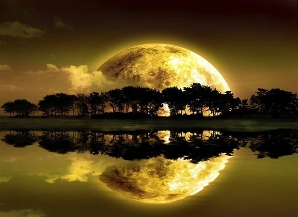 Denize Yansıyan Dolunay - Kanvas Tablo - Resim 2