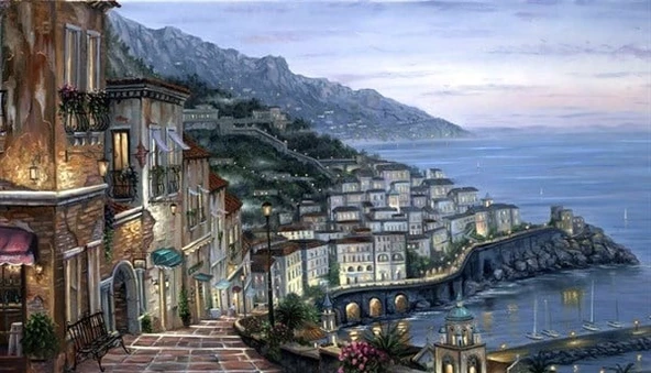 Sahil Şehri - Kanvas Tablo ürün görseli