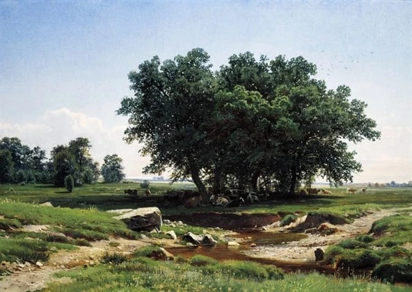 Gölgede Dinlenen Sürü - Kanvas Tablo - 2