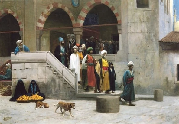 Cemaat Camiden Çıkıyor - Kanvas Tablo ürün görseli