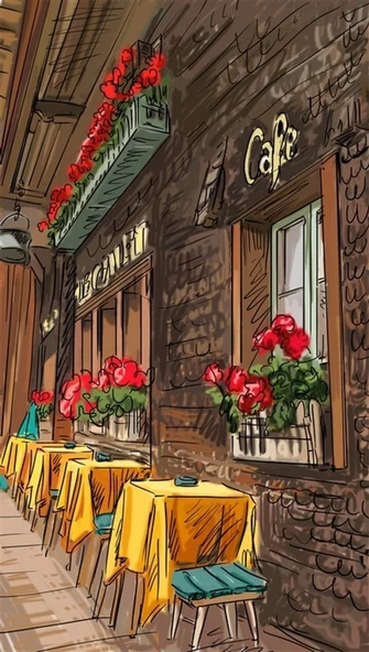 Cafe - Kanvas Tablo - Resim 2