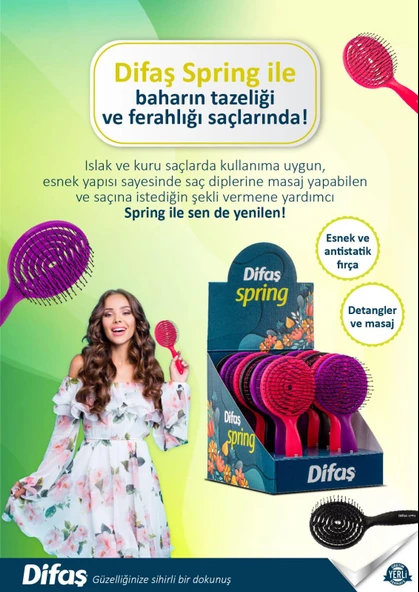 DİFAŞ SAÇ FIRÇASI SPRİNG 12 li KARMA MASA ÜSTÜ STANT - 2