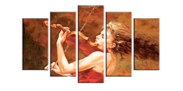 Kemancı - 5 Parçalı Kanvas Tablo ürün görseli 1
