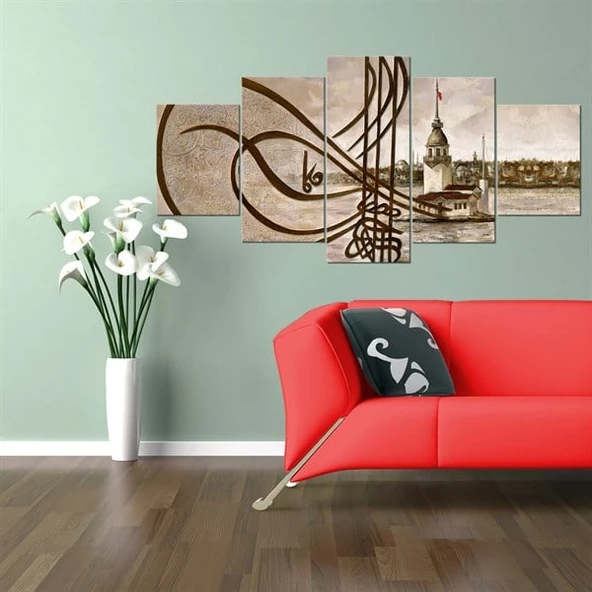 Kız Kulesi ve Tuğra Parçalı Kanvas Tablo - Resim 2