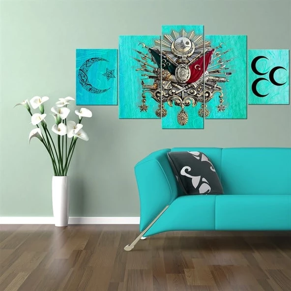 Osmanlı Arması 5 Parçalı Kanvas Tablo ürün görseli