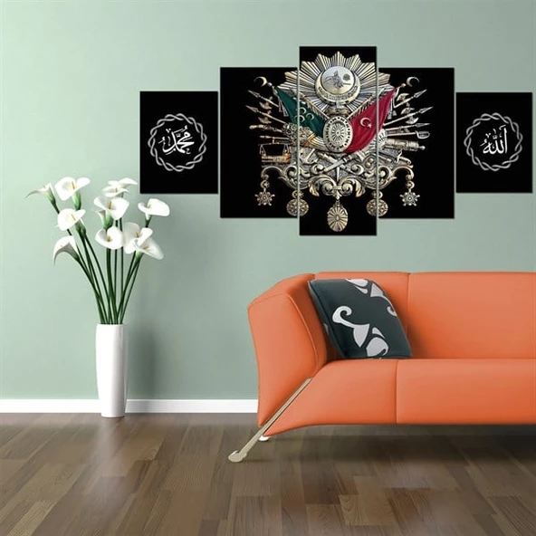 Osmanlı Tuğrası Siyah Parçalı Kanvas Tablo - Resim 2