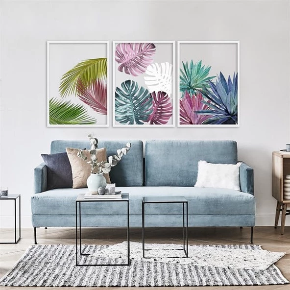 Colorful Leaves Çerçeveli Poster Seti ürün görseli