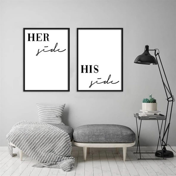 Her His Her Side Çerçeveli Poster Seti