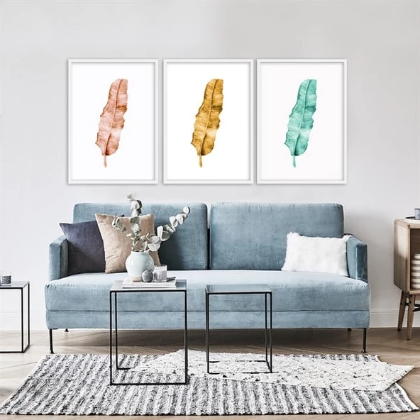 Abstract Leaves Çerçeveli Poster Seti - Resim 2