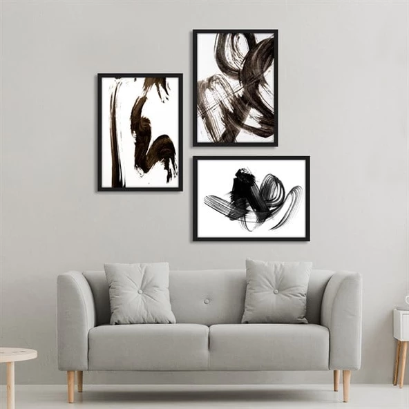 Black Brush Çerçeveli Poster Seti ürün görseli