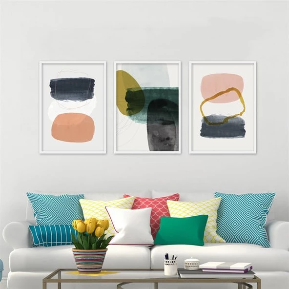 Abstract Rings Çerçeveli Poster Seti ürün görseli