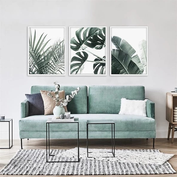 Green Leaf Çerçeveli Poster Seti