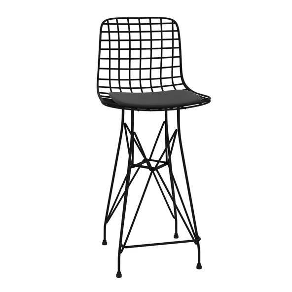 Knsz orta boy tel bar sandalyesi 1 li mağrur syhsyh 65 cm oturma yüksekliği mutfak bahçe cafe ofis - Resim 3