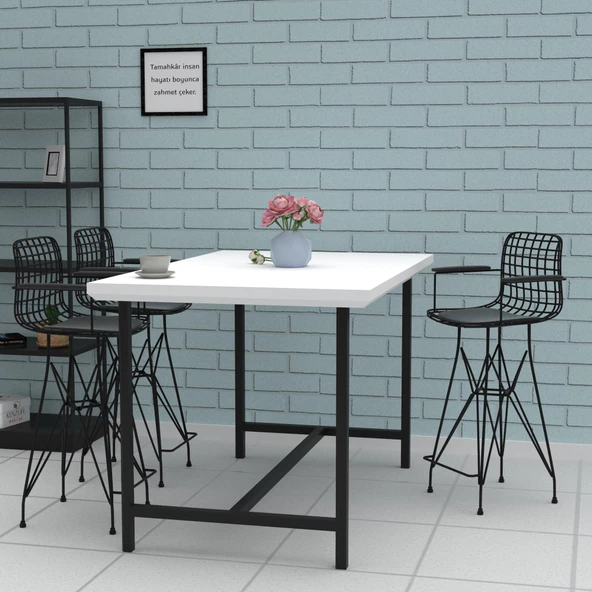 Knsz orta boy tel bar sandalyesi 1 li mağrur syhsyh kolçaklı 65 cm oturma yüksekliği mutfak bahçe cafe ofis ürün görseli 1