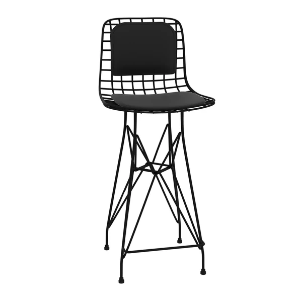 Knsz orta boy tel bar sandalyesi 1 li mağrur syhsyh sırt minderli 65 cm oturma yüksekliği mutfak bahçe cafe ofis - Resim 3