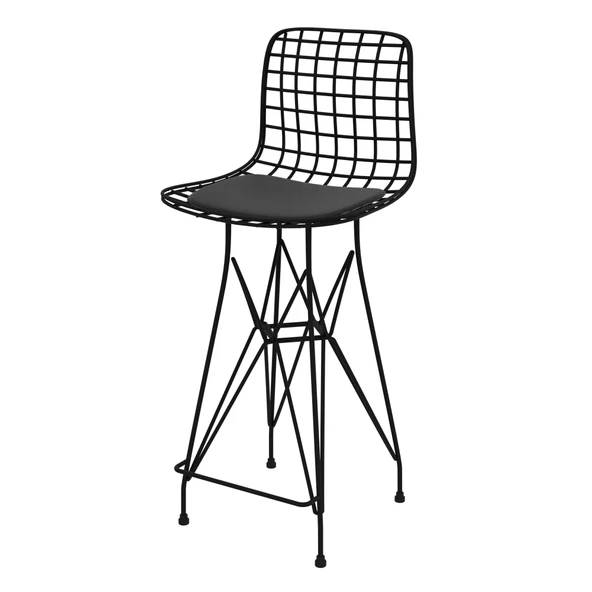 Knsz orta boy tel bar sandalyesi 1 li mağrur syhsyh 65 cm oturma yüksekliği mutfak bahçe cafe ofis - Resim 2