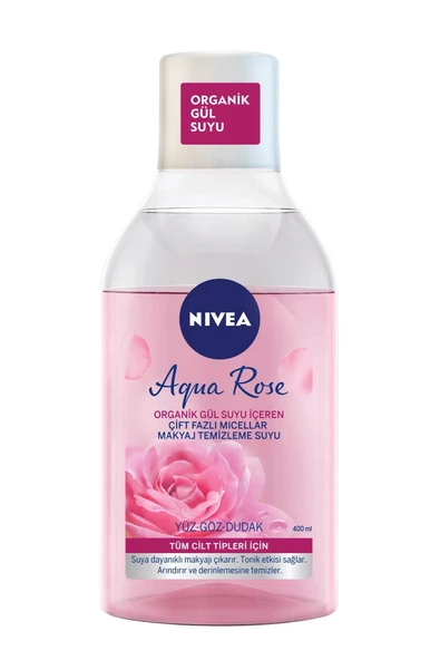 Nivea Aqua Rose Organik Gül Suyu İçeren Çift Fazlı Micellar Makyaj Temizleme Suyu 400 ml