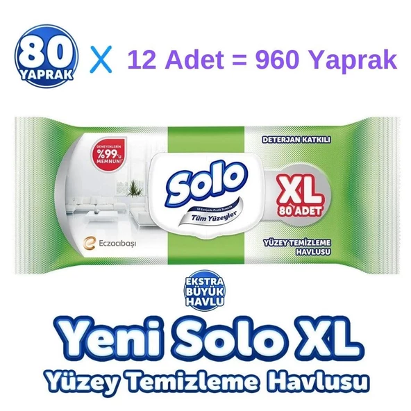 Solo Deterjan Katkılı Yüzey Temizleme Havlusu Xl 80 x 12 Adet