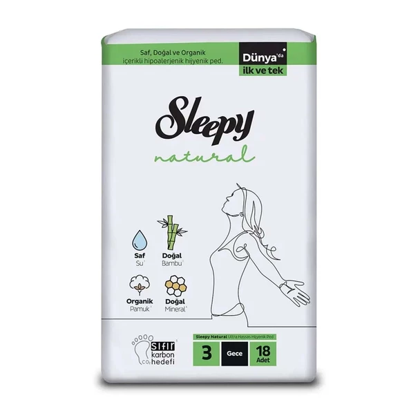 Sleepy Natural Kadın Pedi  No: 3 Gece 18  Li