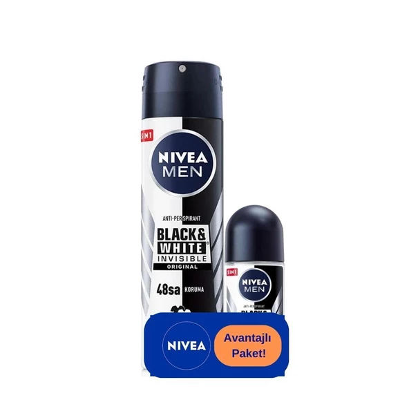 Nivea Men Black & White Orginal Deodorant 150 ml + Black & White Orginal Roll On 25 ml