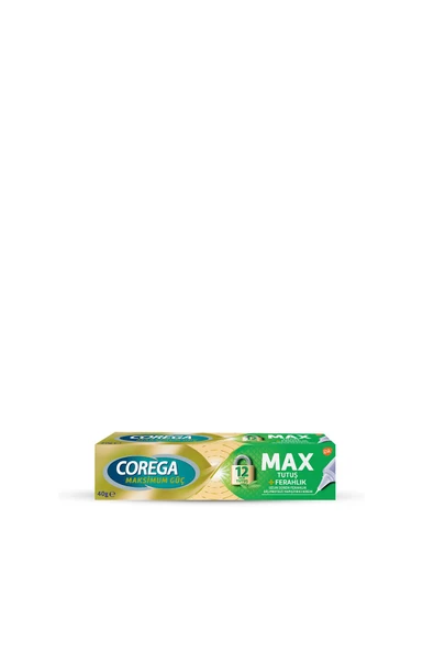 Corega Max Tutuş + Ferahlık Tat İçermez Diş Protez Yapıştırıcı Krem 40 G