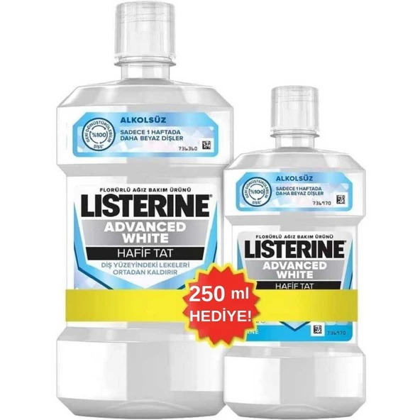 Listerine Advanced White Hafif Tat 500 Ml + 250 Ml Hediye