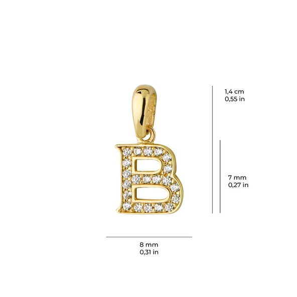 14 Ayar Altın B Harfi Taşlı Kolye Ucu 0,59 gr - Resim 3