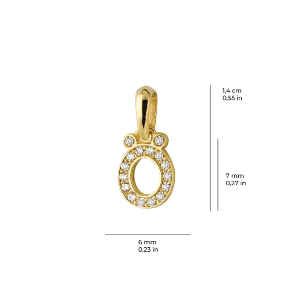 14 Ayar Altın Ö Harfi Taşlı Kolye Ucu 0,50 gr - Resim 3