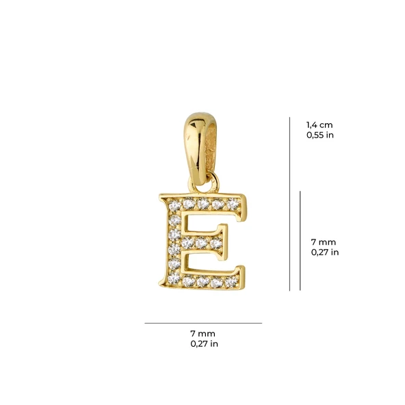 14 Ayar Altın E Harfi Taşlı Kolye Ucu 0,54 gr - 5