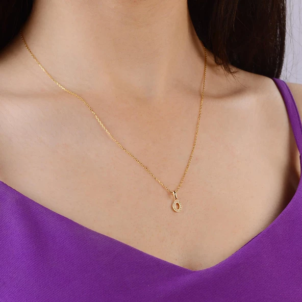 14 Ayar Altın O Harfi Taşlı Kolye Ucu 0,42 gr - Resim 6