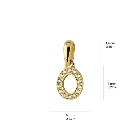 14 Ayar Altın O Harfi Taşlı Kolye Ucu 0,42 gr - Resim 3